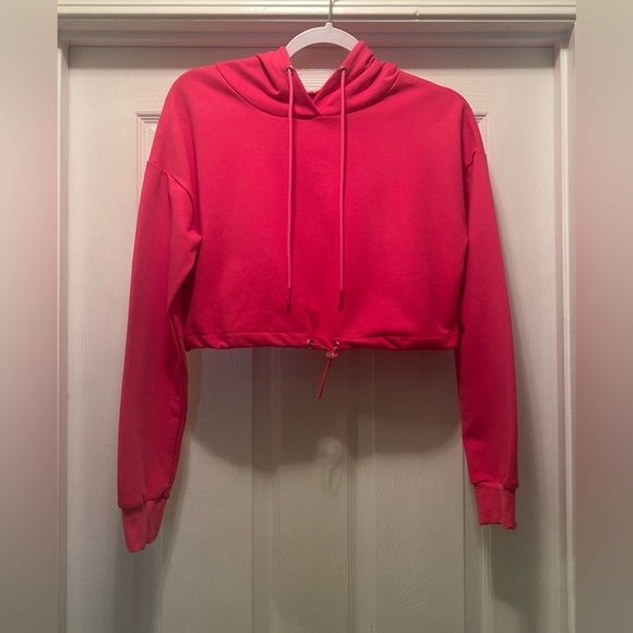 Vibrant Pink Cropped Hoodie - Picture 1 of 3